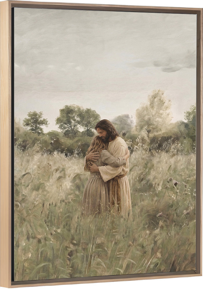 His Embrace - Brown Hair Girl - Canvas