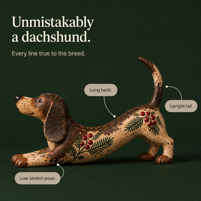 Holly Hound – Evergreen Berry Dachshund Christmas Figurine