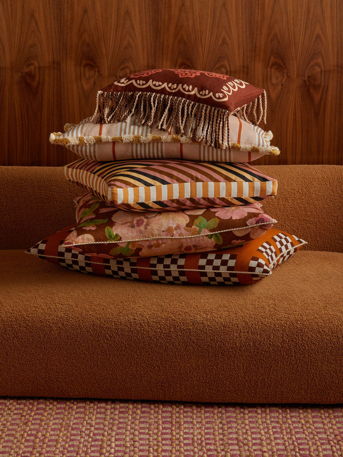 Horizon Tan 50cm Cushion styled
