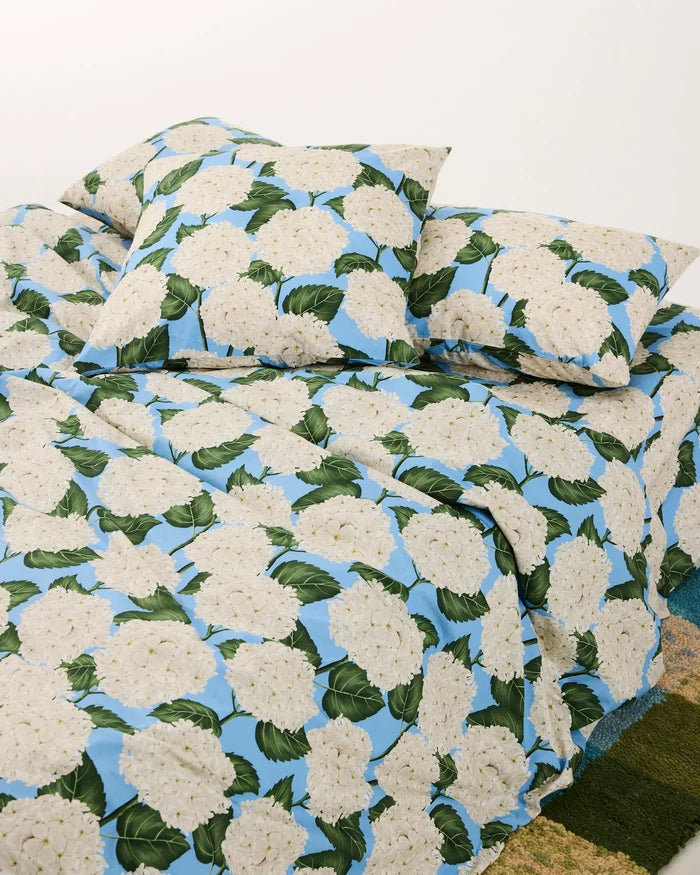 Hydrangea Blue Organic Cotton European Pillowcase Set