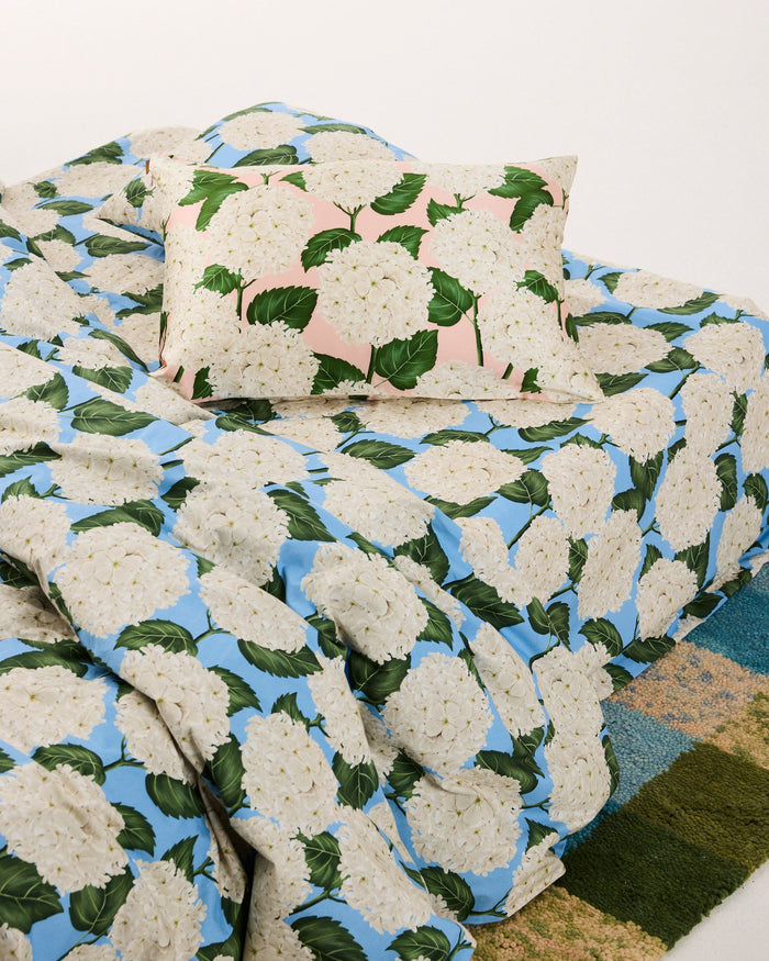Hydrangea Blue Organic Cotton Flat Sheet