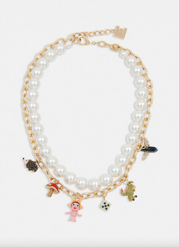 Imany Pearl and Charm Necklace