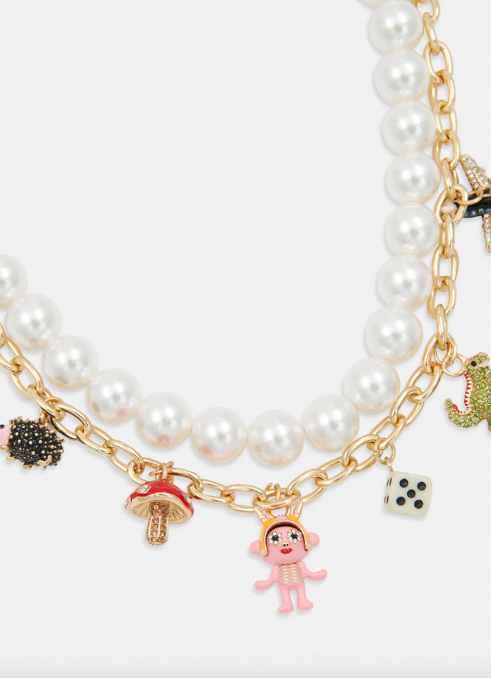 Imany Pearl and Charm Necklace