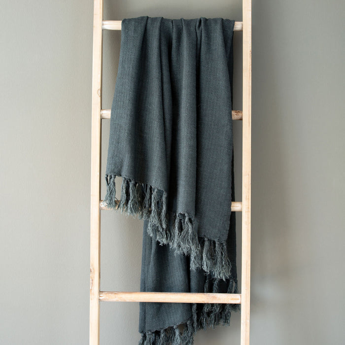 Indigo Linen Throw • Coastal Compass Home Decor