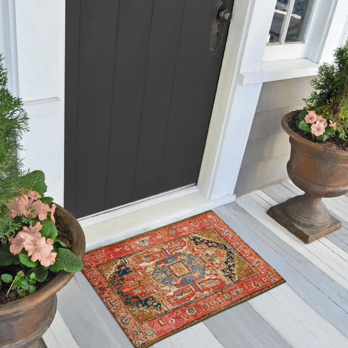 Indoor/Outdoor Mat Esencia Heriz Red by Liora Manne