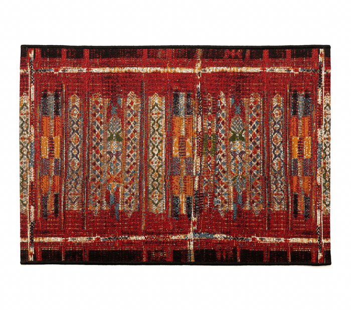 Indoor/Outdoor Mat Esencia Tribal Stripe Red by Liora Manne