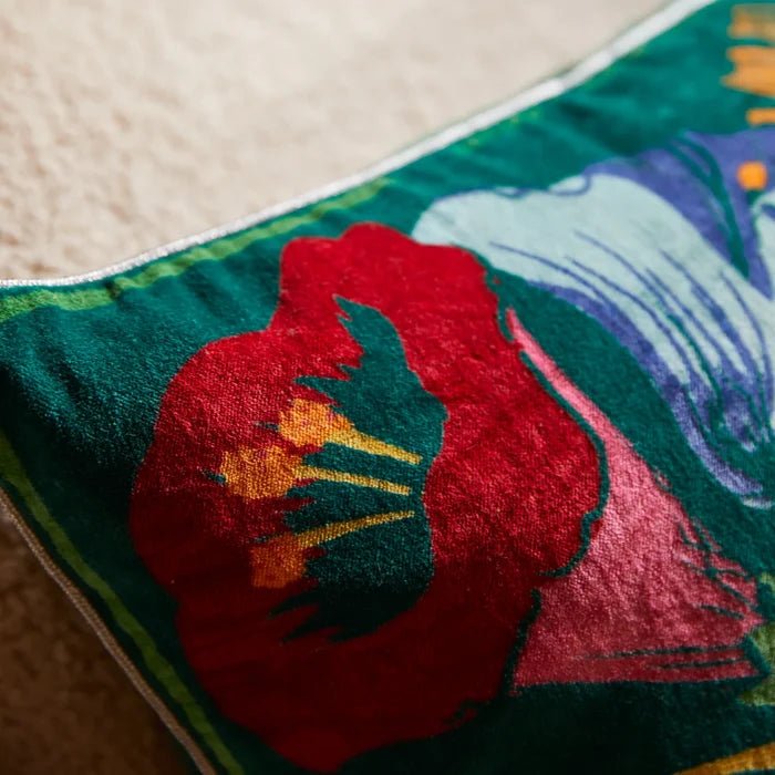 Ines Velvet Cushion - Verdant