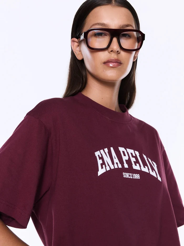 Ivy Relaxed Tee - Burgundy