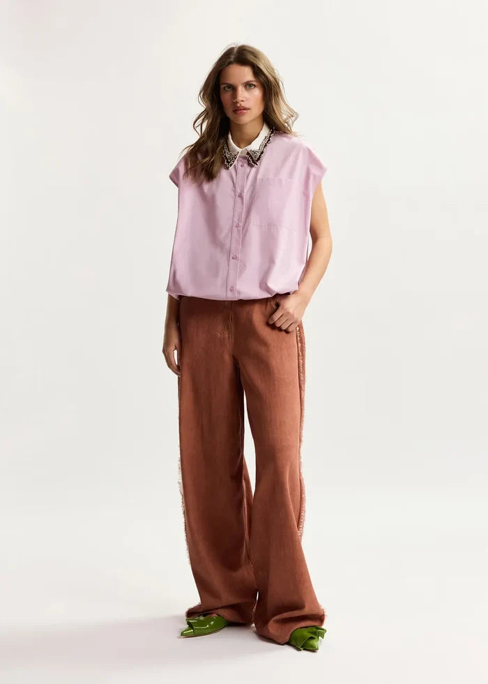Janky Beaded Collar Shirt - Violet