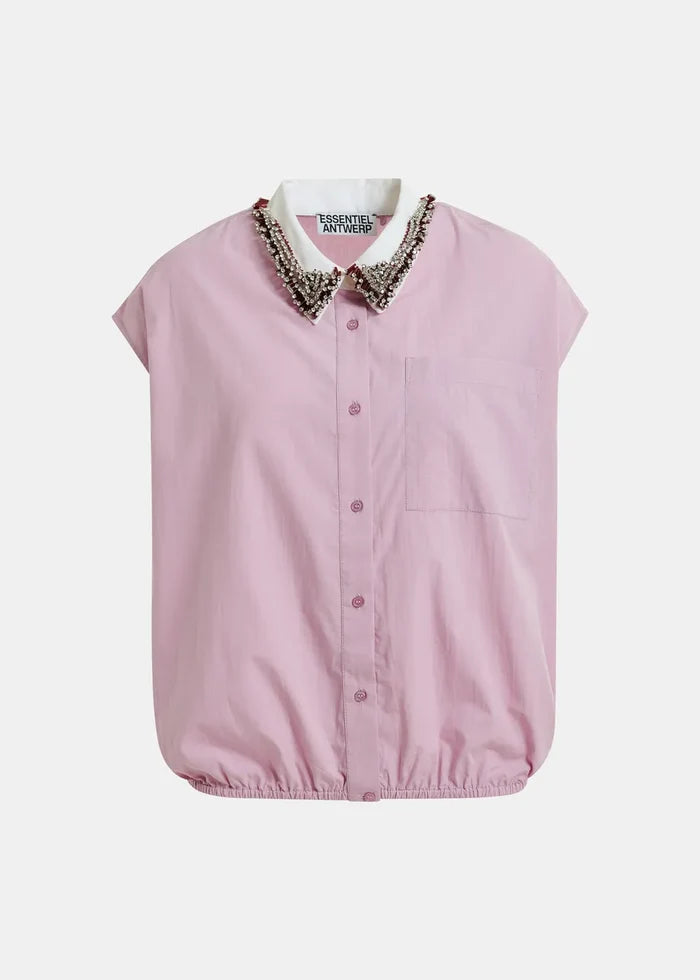 Janky Beaded Collar Shirt - Violet