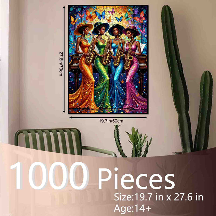 Jazz Saxophone Night Quartet Jigsaw Puzzle