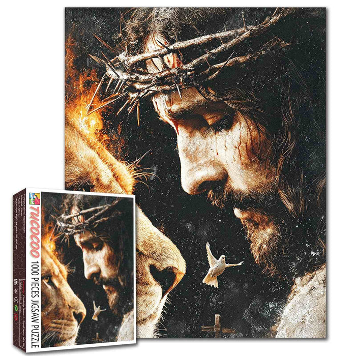 Jesus and Lion Faith Portrait Jigsaw Puzzle