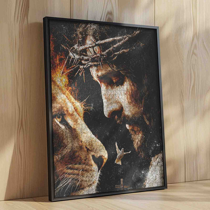 Jesus and Lion Faith Portrait Jigsaw Puzzle