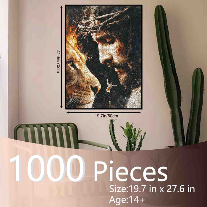 Jesus and Lion Faith Portrait Jigsaw Puzzle
