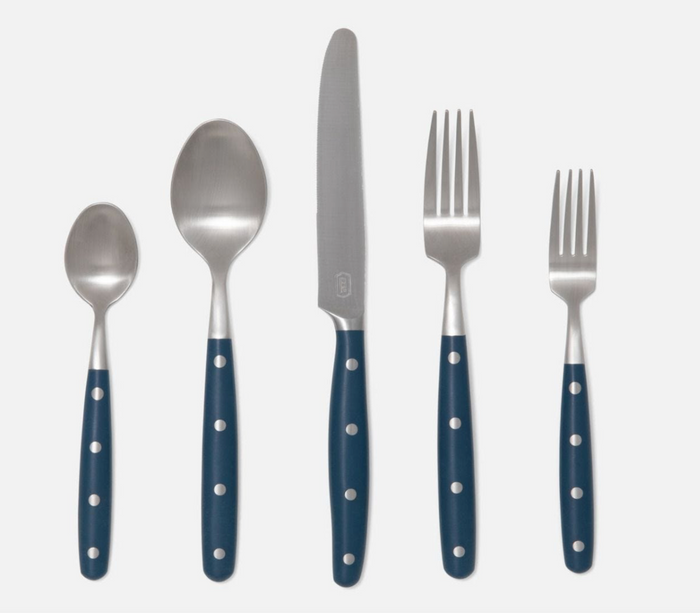 JONES, blue handle flatware - 5 piece set