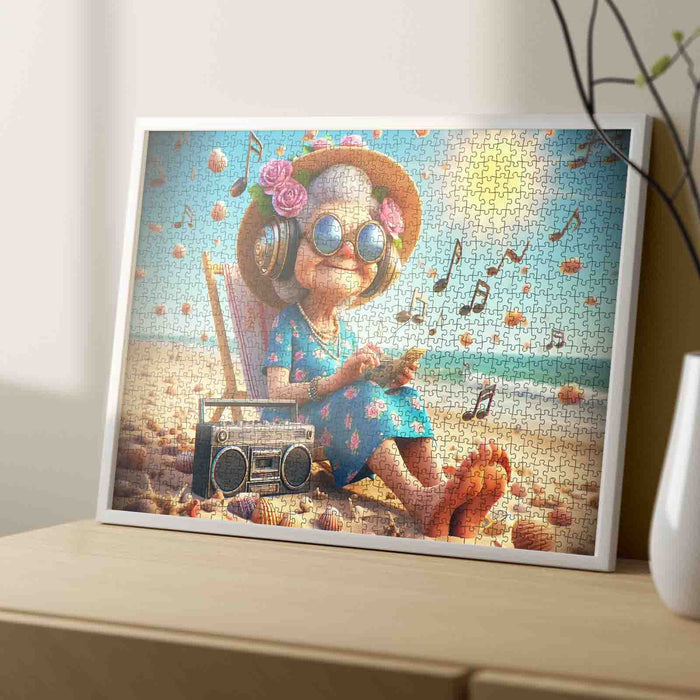 Joyful Music Beach Granny Jigsaw Puzzle
