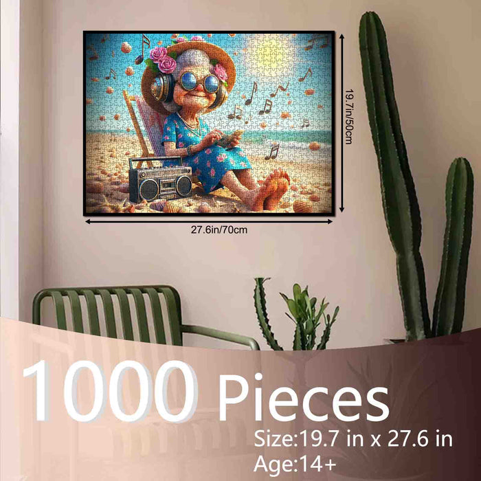 Joyful Music Beach Granny Jigsaw Puzzle