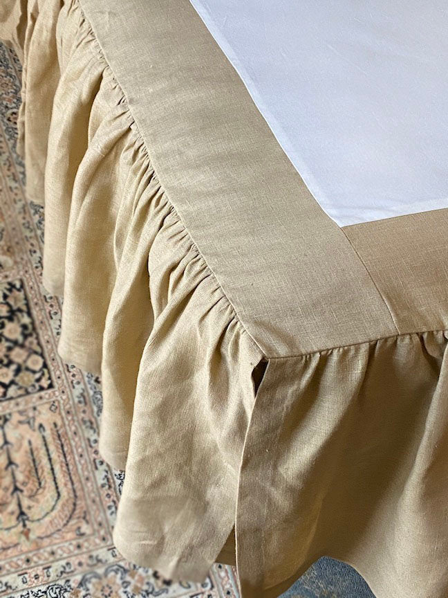King linen bed skirt
