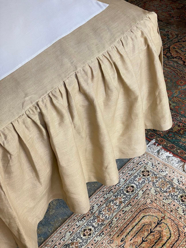 King linen bed skirt