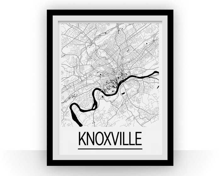 Knoxville Map Poster - tennessee Map Print - Art Deco Series