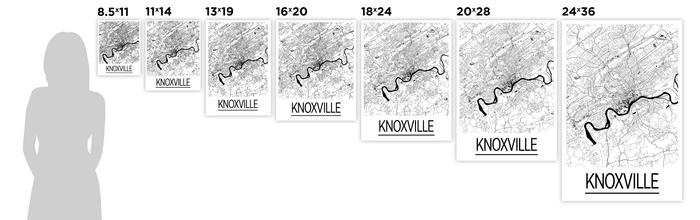 Knoxville Map Poster - tennessee Map Print - Art Deco Series