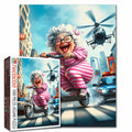 Laughing Grandma’s Scooter Getaway Jigsaw Puzzle
