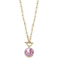 Laurel Chinoiserie T-Bar Necklace in Pink & White