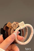 LDC 5pcs Smile Face Decor Braided Hair Ties