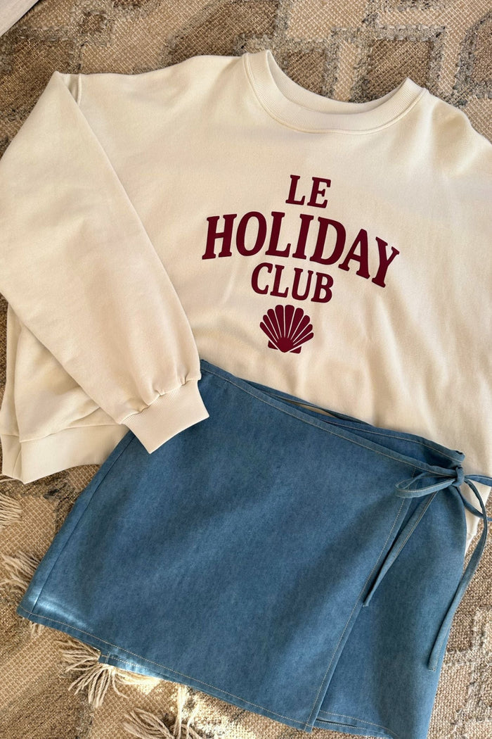 Le Holiday Club Sweater - Coconut White - Red