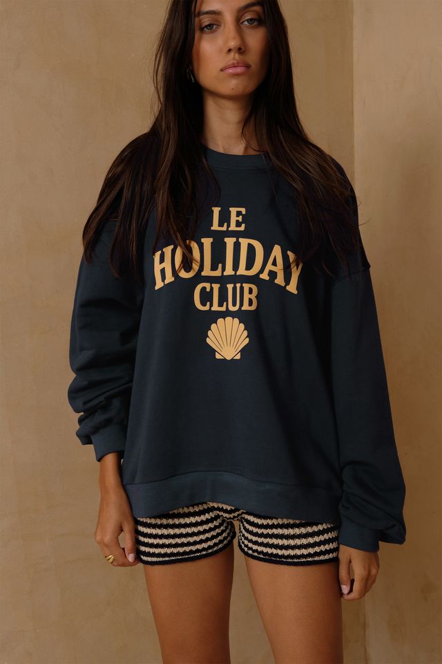 Le Holiday Club Sweater - Navy and Sand