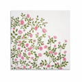 'Le Jardin des Roses' Linen Napkin in Pink & Green, 50x50cm