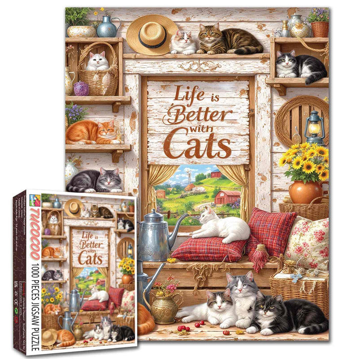 Life Better With Cats Jigsaw Puzzle