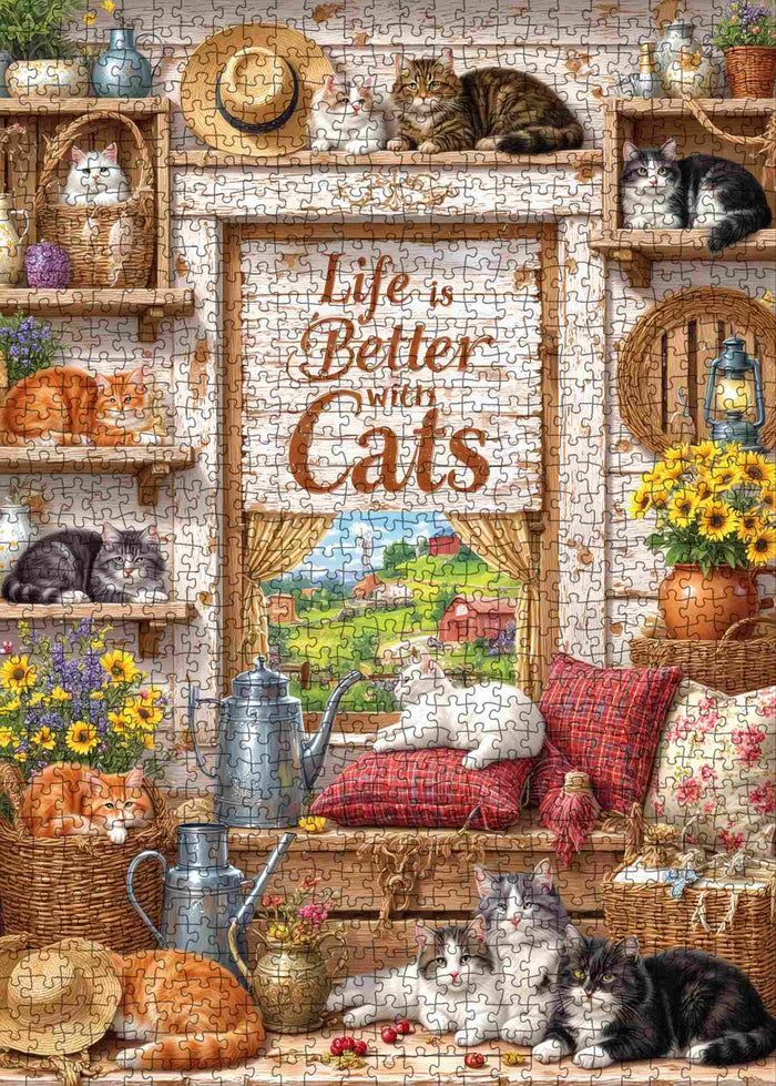 Life Better With Cats Jigsaw Puzzle