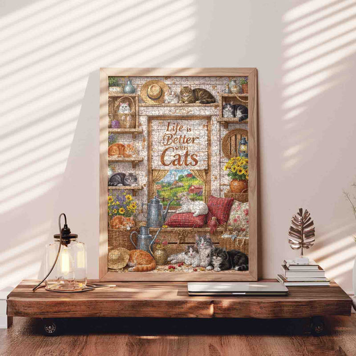 Life Better With Cats Jigsaw Puzzle