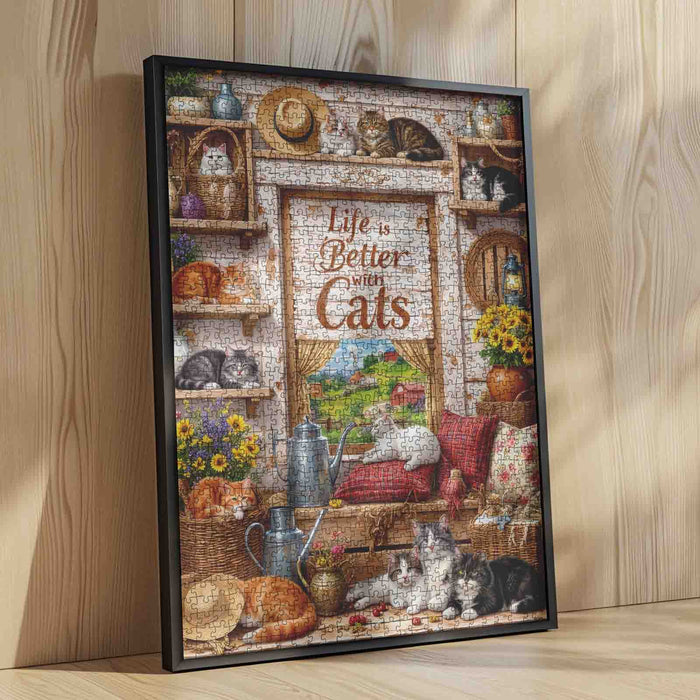 Life Better With Cats Jigsaw Puzzle