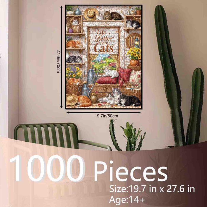 Life Better With Cats Jigsaw Puzzle