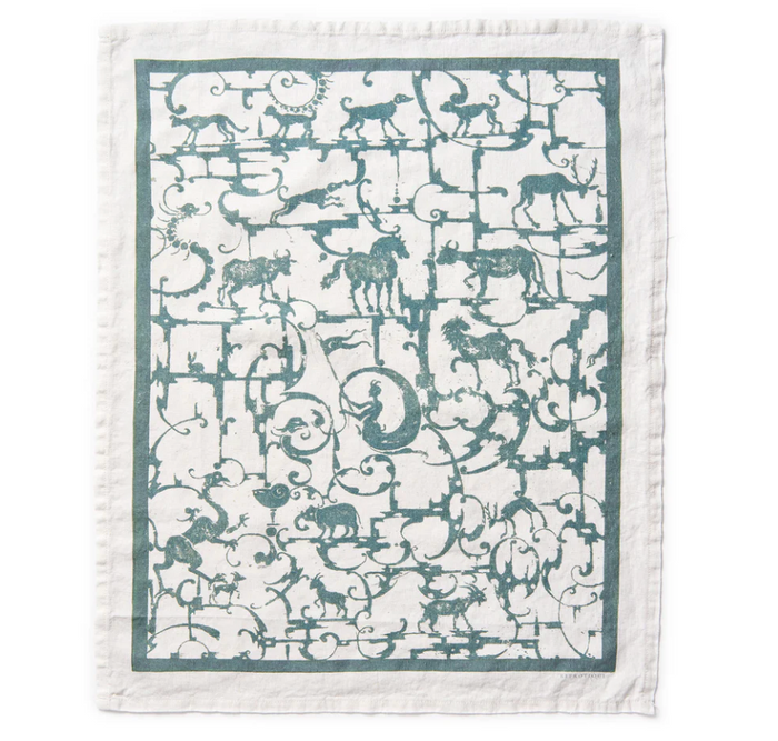 Linen Tea Towel - Blackworth (moss green)