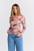 Linework Mesh Long Sleeve Top