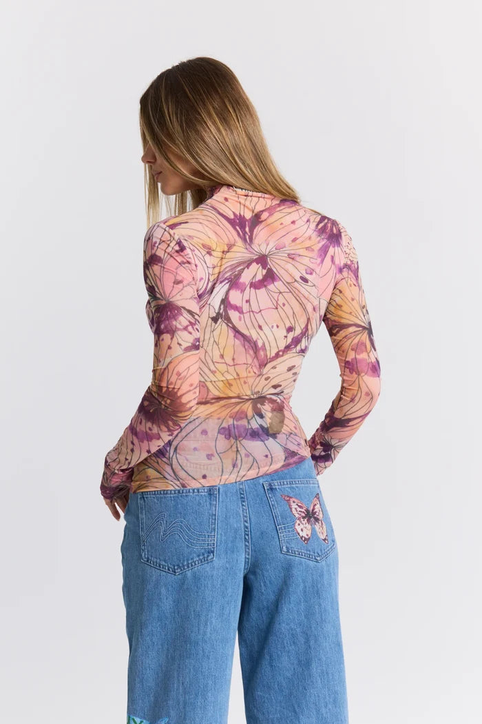 Linework Mesh Long Sleeve Top
