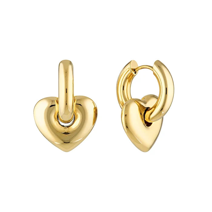 Lisa Puffy Heart Earrings - Gold
