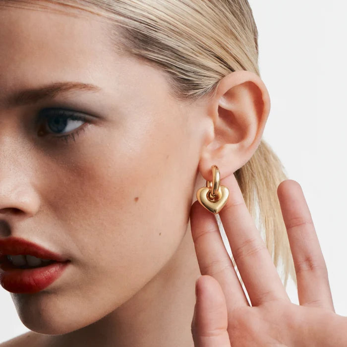 Lisa Puffy Heart Earrings - Gold