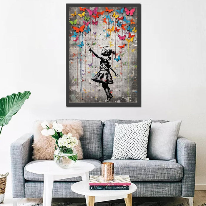 Little Girl with Butterfly Street Art Jigsaw Puzzles
