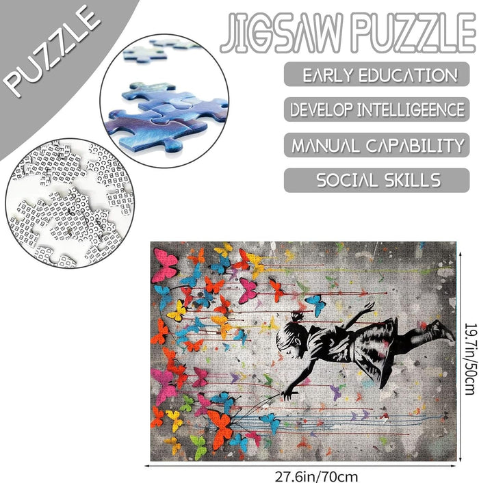 Little Girl with Butterfly Street Art Jigsaw Puzzles