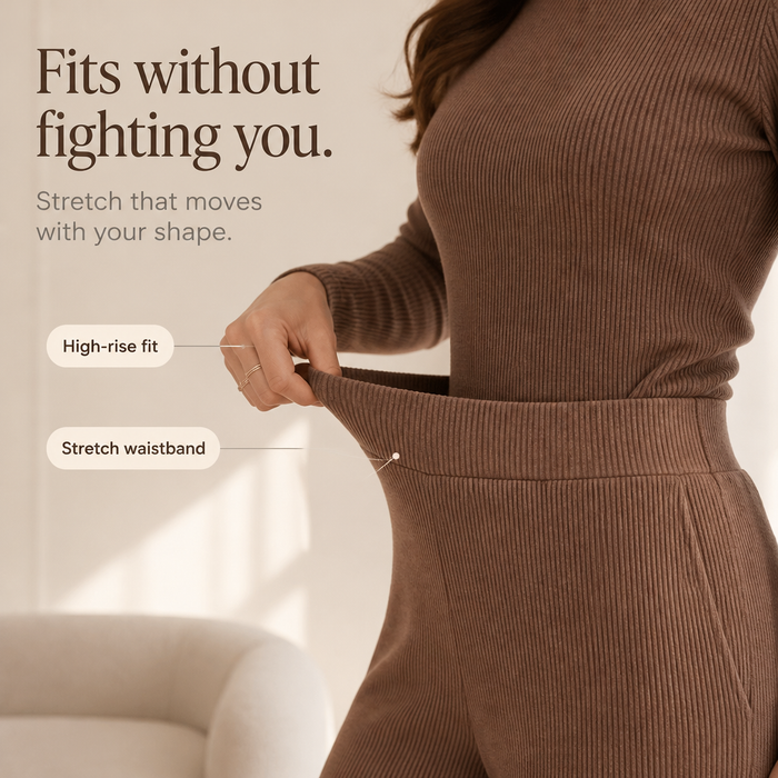 Lunavia – Turtleneck Knit Top And Wide-Leg Pants Set