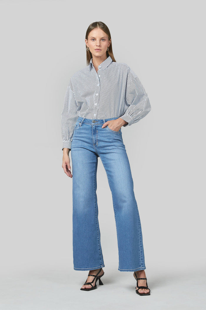 Marrie Wide Leg Flare Jeans - Rodeo Blue