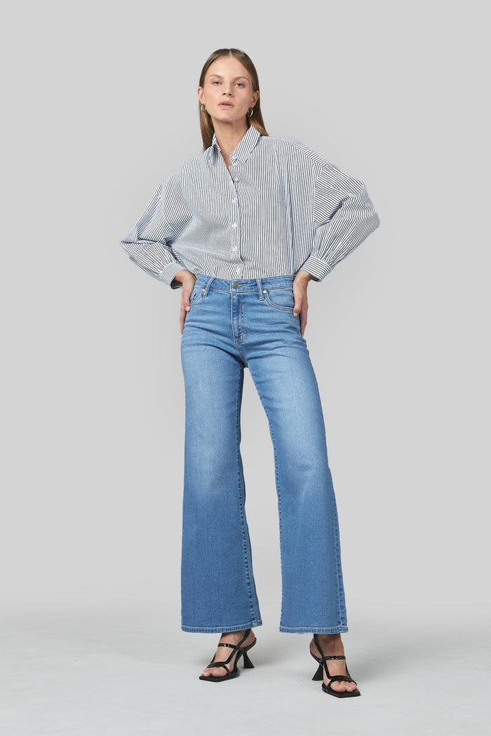 Marrie Wide Leg Flare Jeans - Rodeo Blue
