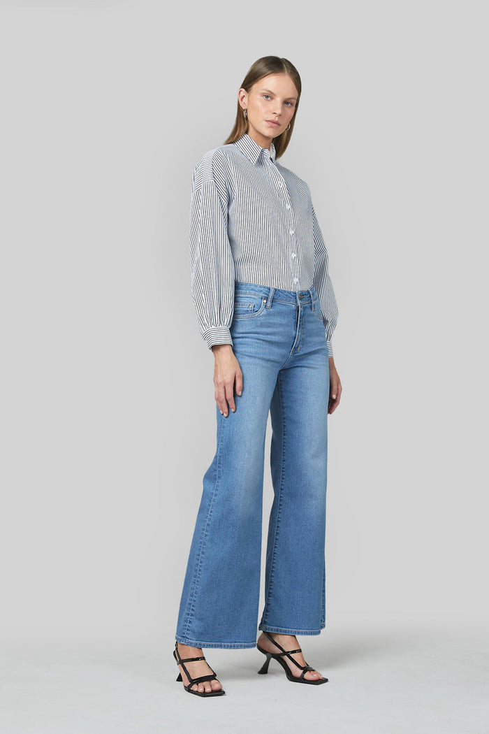 Marrie Wide Leg Flare Jeans - Rodeo Blue