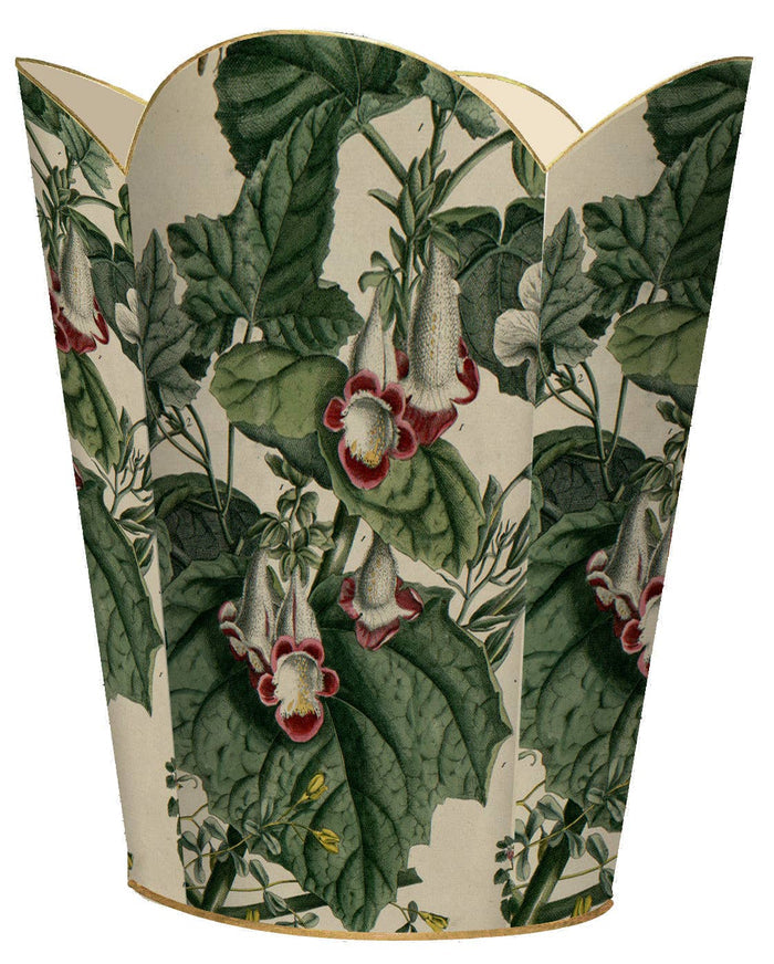 Martynias Wastepaper Basket: Wood Scalloped Top