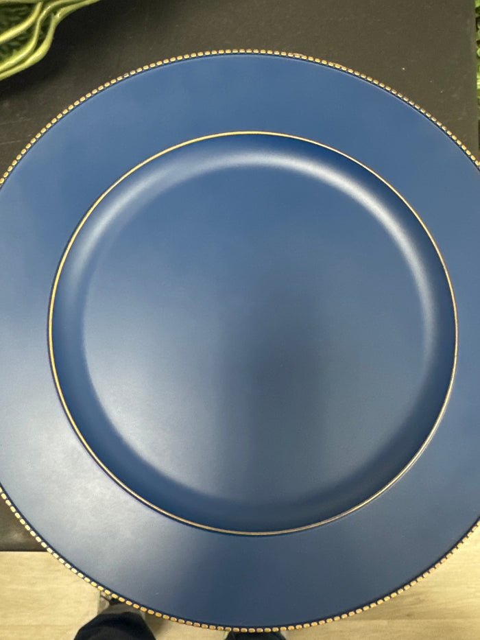 Matte blue and gold chargers