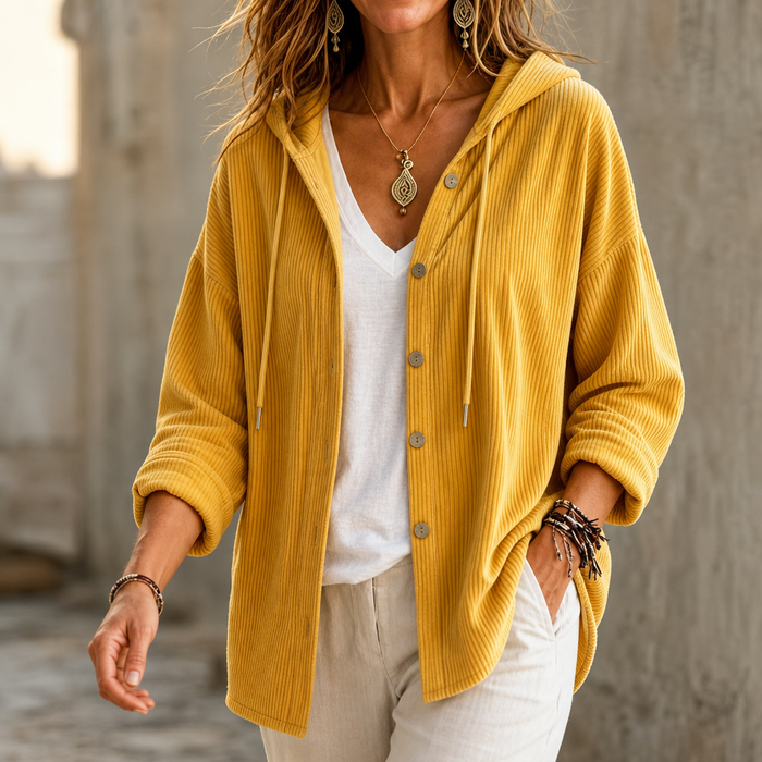 Mayfield – Hooded Button-Front Drawstring Coat